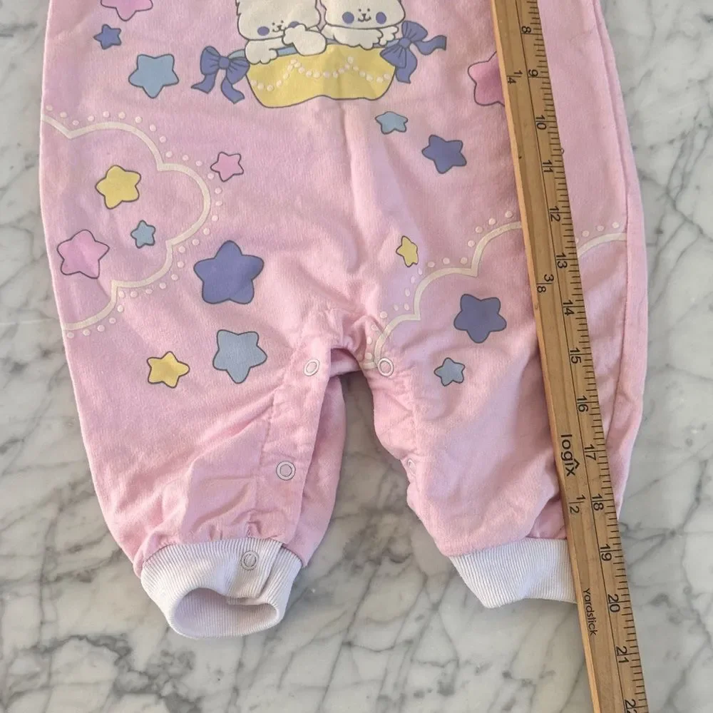 Vintage Bubble Romper Sz 6/9 Mo Pink Bunny Balloon Kids One Piece Easter